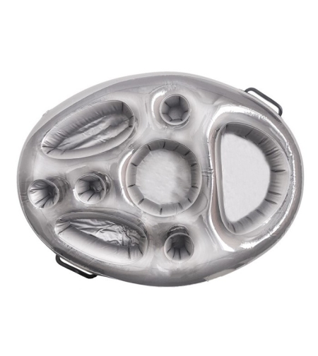 Bar gonflabil/Suport de pahare plutitor, Flippy, cu 8 compartimente, pompa inclusa, PVC, Gri, 25x18,5x4 cm