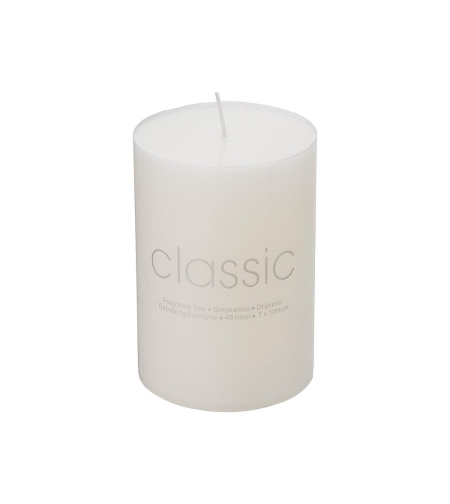 Lumanare Decorativa, Flippy, din Parafina, Cilindrica, Fara Fum si Fara Parfum, 7 x 10 cm, 300 g, Ardere 48h, Ivory Alb