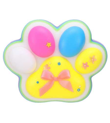 Jucarie Antistres Squishy, Flippy, Revenire Lenta, Model Labuta de Pisica, Squishy, BIG 12.5 x 10.5 cm, 220 g, Model 24, Multicolor Alb Galben