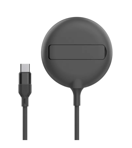 Încărcător fără fir, Wireless, portabil Flippy, MagSafe 15W, mufa conectare Adaptor Type C, functie suport, pentru seriile iPhone 14, iPhone 13 si iPhone 12, Negru
