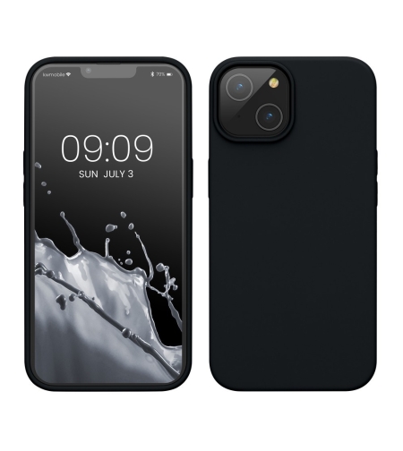 Husa pentru Apple iPhone 14 Flippy, Liquid Silicone, cu Microfibra pe interior, Protectie Antisoc, Negru