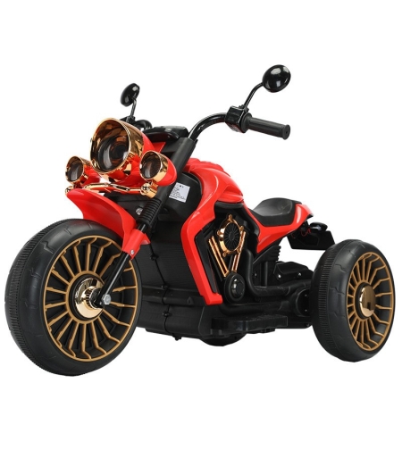 Tricicleta Electrica pentru Copii, Flippy, cu 2 Acumulatoare 380*2, 6V 4.5, Sistem Anti-Rasturnare, Sistem de Lumini si Sunet, 6-8 Ani, 93 x 48 x 63 cm, Rosu Negru