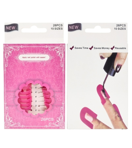 Set 26 buc Sabloane Reutilizabile pentru Oja, Flippy, pentru Manichiura Ingrijita, fara Depasire Margini, Protectie Cuticula, 10 Marimi, din Plastic, Roz