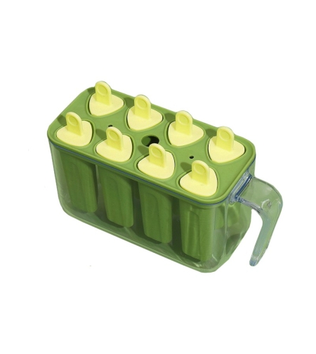 Forme de inghetata, Flippy, 8 Forme din Silicon, Forma pentru Inghetata din si Sucuri Ghetate, 13 x 10 x 6.5 cm, Verde