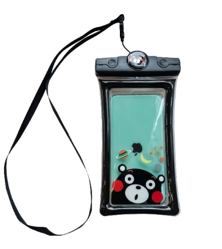 Husa subacvatica Mascot Waterproof Flippy, Snowproof, Universala, cu Snur, pentru telefon sau documente, Bear, Negru