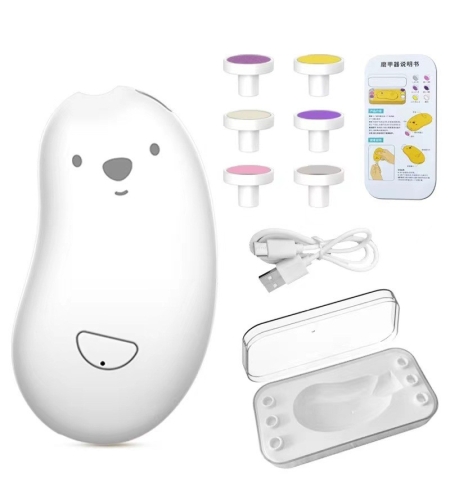 Pila Electrica, Flippy, pentru Bebelusi si Adulti, din ABS, Incarcare USB, 6 Accesorii, cu Lumina Led, 8.8 x 4.9 cm, Alb