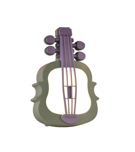 Lampa de Veghe, Flippy, cu Protectie pentru Ochi, Model Violina, Lumina Calda, Incarcare USB, ABS, 14.3x5x9.9 cm, Verde/ Mov