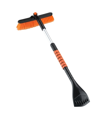 Perie de Zapada cu Racleta pentru Masina, Flippy, Multifunctionala, Rotativa, Demontabila, cu Maner Antiderapant, Telescopica, Aluminiu, Plastic, Fragmentarea Ghetii de pe Parbriz, Solutia pentru Iarna, pentru Dezghetare, Portocalie