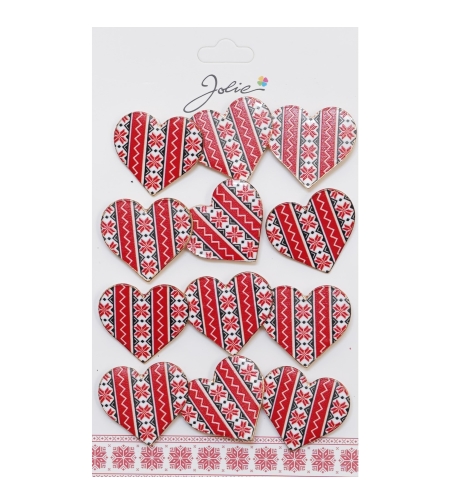 Set 12 Brose Martisor Primavara Inima Rosie cu Motiv Traditional