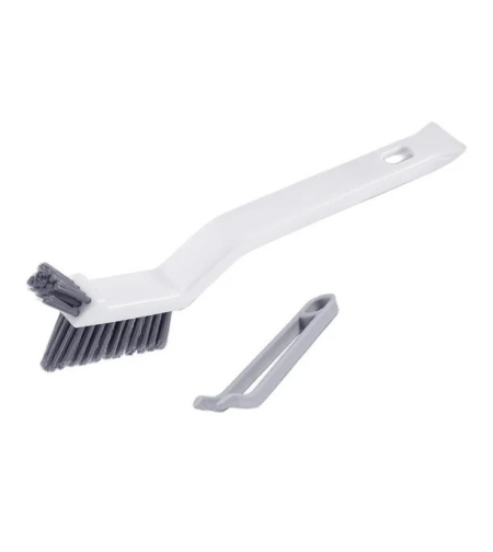 Perie 3in1 de Curatat Podele si Rosturi, Flippy, Lungime Maner 28 cm, Peri din PP, Otel si Plastic, Cleste pentru Scame si Par Inclus, Alb