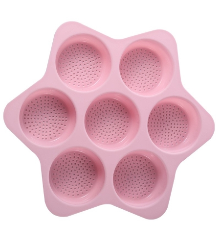 Forme de Silicon pentru Copt, Flippy, 7 Forme Rotiunde, pentru Burgeri si Prajituri, 38.5 x 4 cm, Roz