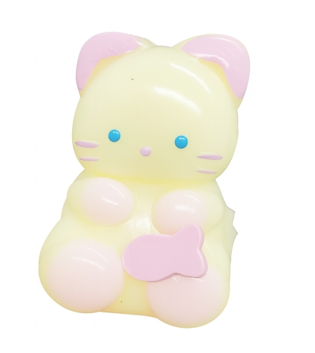 Jucarie Antistres Squishy, Flippy, cu Revenire Lenta, Model Pisicuta, Squeeze Pinch Family, 9 x 5.5 cm, Galben