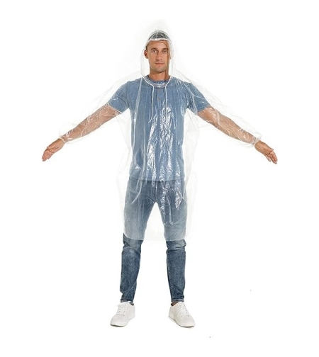 Pelerina de Ploaie, Flippy, pentru Adulti, 150 x 90 cm, Tip Poncho, Impermeabila, de Unica Folosinta, 30 g, Transparent