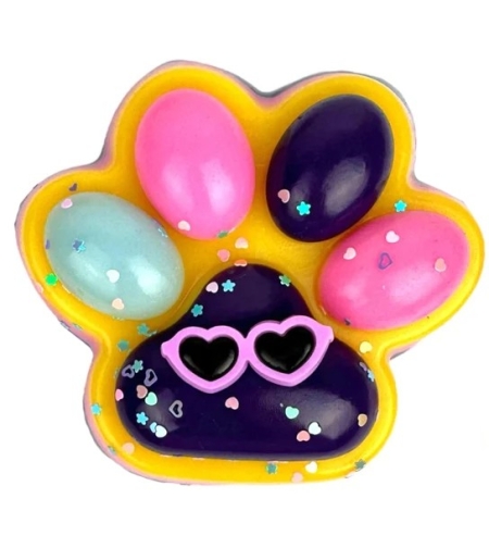 Jucarie Antistres Squishy, Flippy, Revenire Lenta, Model Labuta de Pisica, Squishy, BIG 12.5 x 10.5 cm, 220 g, Model 18, Roz Galben Mov