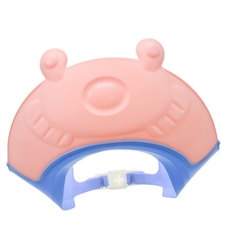 Viziera de Protectie Baie Pentru Copii, Fippy, Model Broasca, Dimensiune ajustabila, Durabil, Usor de curatat, Impotriva Samponului, pentru Ochi si Urechi, TPE+PP, 24x23 cm, Roz