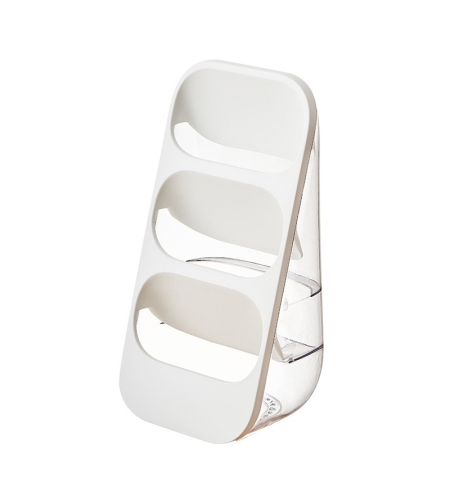 Suport - Organizator pentru Tacamuri, Flippy, 3 Compartimente, Suport pentru Cosmetica, Ustensile, Material PP Durabil, 33 x 16 x 15 cm Alb