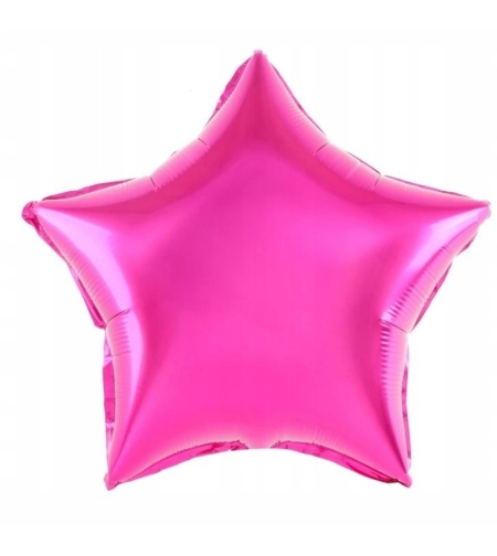 Balon din Folie Metalizata, Flippy, Figurina Stea, Model Simplu, Tematica Aniversare, 40 cm, Ambalaj Individual, Pai Inclus, Umflare cu Aer sau Heliu, Roz