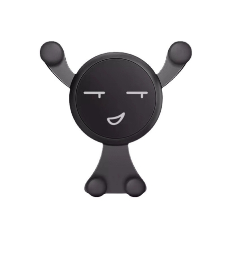 Suport de Telefon, Flippy, pentru Ventilatie, din ABS si Silicon, 11 x 10 x 4 cm, pentru Telefon 4.0 - 6.0 inch, Model Smiley Face, Negru