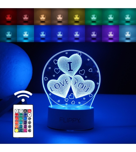 Lampa LED decorativa, Flippy, 3D, cu text 