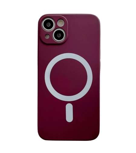 Husa MagSafe pentru Apple iPhone 13, Silicon, Protectie pentru camera, Magnetica, Incarcare Wireless,  Flippy, Visiniu