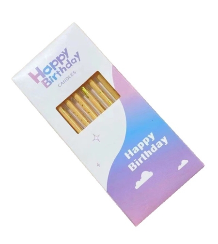 Set 6 Lumanari Lungi, Flippy, din Parafina, 10 x 0.5 cm, Happy Birthday, Bej