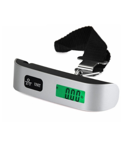 Cantar Digital de Mana Curea, Flippy, Cantar Portabil, Cantarire Bagaje, Capacitate 50 kg, Functie de Tara, 12.5 x 2.8 x 2.8 cm, Alb-Negru