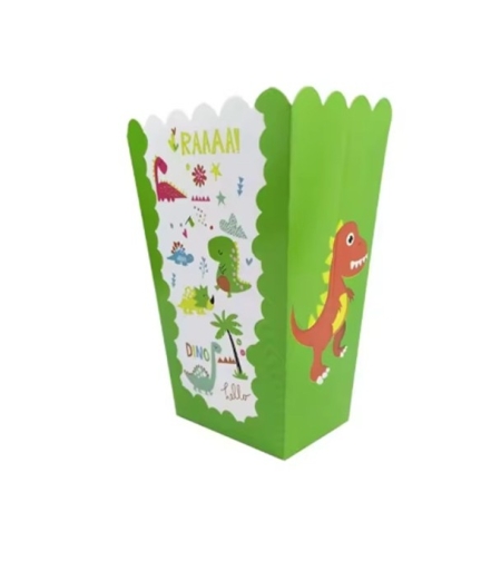 Set 6 Cutii de Popcorn, Flippy, Colectia Dino Park, 9 x 13 cm, din Carton, Multicolor
