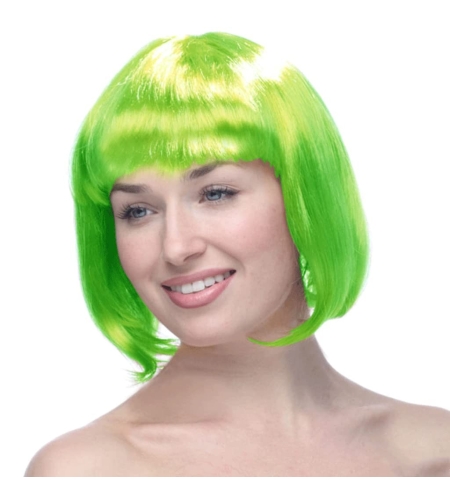 Peruca Cosplay, Flippy, Tunsoare Bob cu Breton, pentru Carnaval, Halloween, Petreceri Tematice, din PET, Marime Universala, Verde