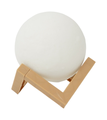 Lampa de veghe in forma de luna 3D Moon Light Alb Rece, alimentare baterii, stand plastic inclus, 8 cm, Flippy