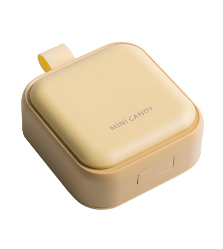 Cutie Depozitare Medicamente Mini, Flippy, 4 Compartimente, Inchidere Etans, Portabila, Patrat, Galben, PP, 7.5x7.5x3 cm