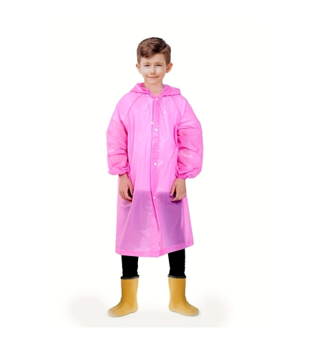 Pelerina de Ploaie, Flippy, pentru Copii 100-145 cm, din EVA, Impermeabila, Inchidere cu Capse, Roz