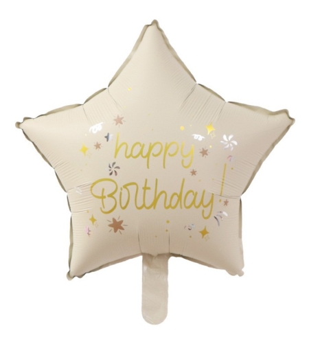 Balon din Folie Metalizata, Flippy, Figurina Animata, Model Stea, 45 cm, Ambalaj Individual, Pai Inclus, Umflare cu Aer sau Heliu, Bej