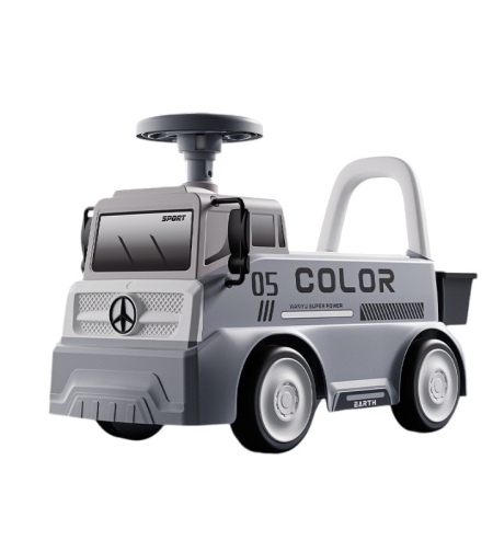Mașinuță pentru copii, Flippy, 3 ani, Model Camion, Sport, Claxon, Cutie Depozitare, 62x26x40 cm, Gri