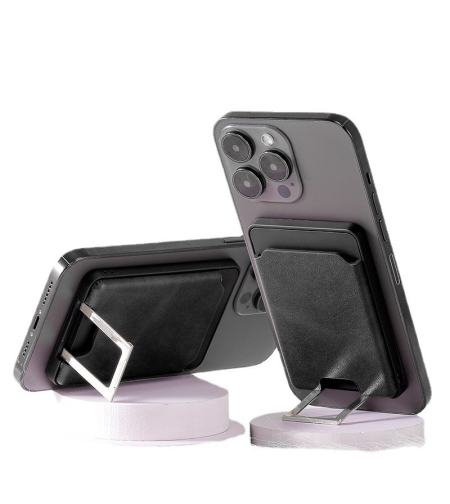 Accesoriu pentru telefon 3 in 1 Flippy, incarcator Wirelles Magsafe, portofel si suport, negru