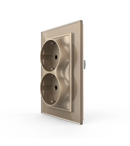 Priza Dubla Livolo cu Rama din Sticla Pentru Doza Simpla, auriu