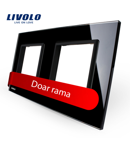 Rama priza dubla Livolo din sticla, negru