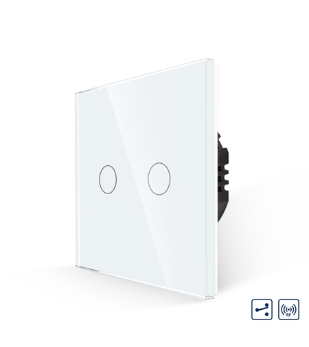 Intrerupator Dublu Cap Scara cu Touch din Sticla LUXION, RF433, alb