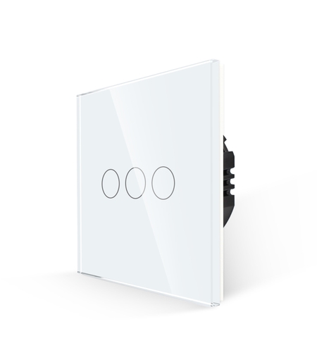 Intrerupator Triplu cu Touch din Sticla LUXION, 500W, alb
