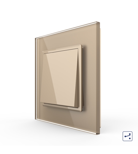 Intrerupator Simplu Mecanic Cap Cruce, 2 Module LIVOLO cu Rama din Sticla - Serie Noua, auriu