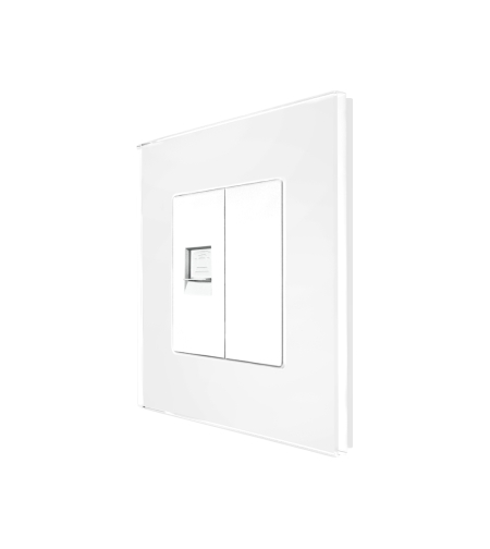 Priza Telefon + Blank cu Rama din Sticla LUXION, alb