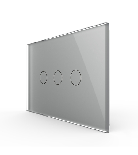 Panou intrerupator triplu cu touch Livolo din sticla, standard Italian - Serie noua, gri