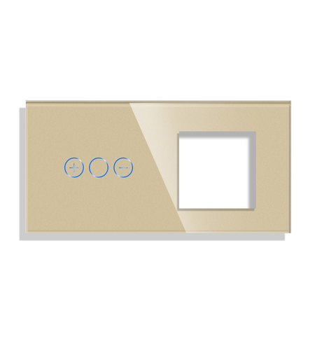 Panou Intrerupator Variator cu Touch si Priza Simpla Din Sticla LUXION, auriu