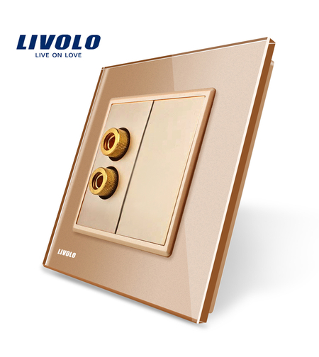 Priza redare sunet LIVOLO cu rama din sticla, auriu