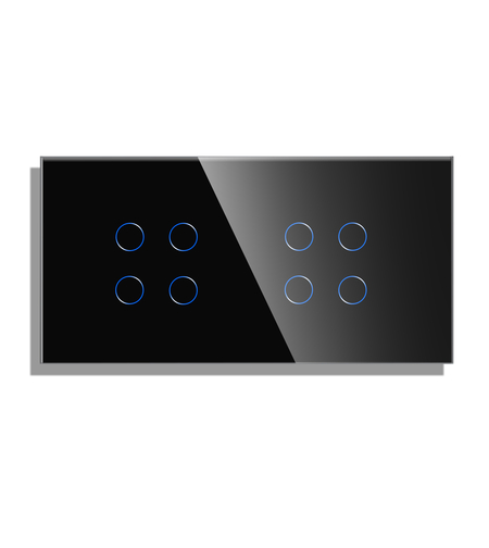 Panou Intrerupator Cvadruplu + Cvadruplu cu Touch din Sticla LUXION, negru