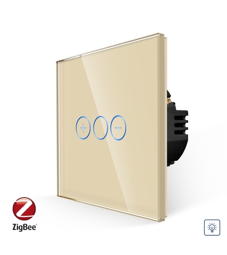 Intrerupator Simplu cu Variator cu Touch din Sticla LUXION, protocol Zigbee, auriu