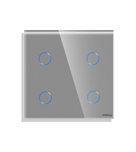 Panou Intrerupator Cvadruplu cu Touch Mini din Sticla LUXION, gri