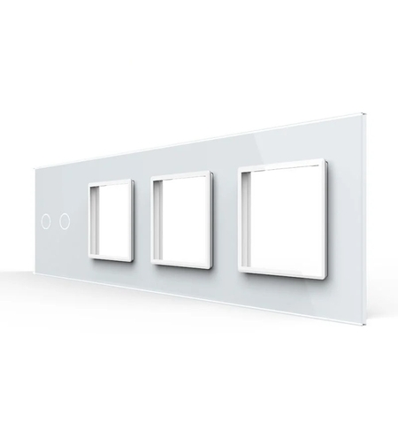 Panou Intrerupator Dublu + 3 Prize LIVOLO din Sticla, Standard German, alb