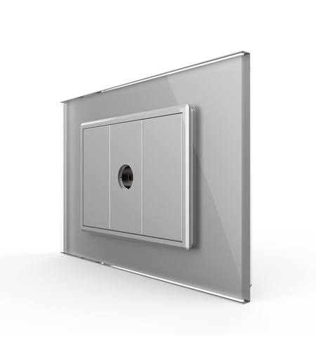 Priza Simpla TV Livolo cu Rama din Sticla - Serie Noua, gri