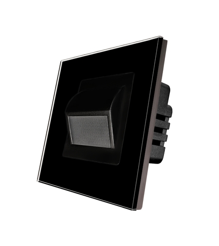 Lampa de Veghe LED cu Lumina Alb - Neutra LUXION cu Rama de Sticla, negru