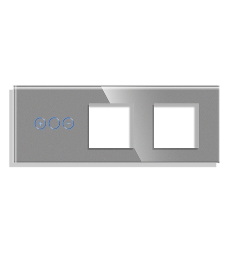 Panou Intrerupator Variator cu Touch si 2 Prize Simple Din Sticla LUXION, gri